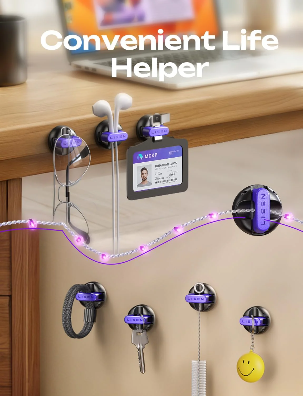 8-Pack Desk Cord Organizers [1S Snap-On] Charging Cable Holder - Image 9
