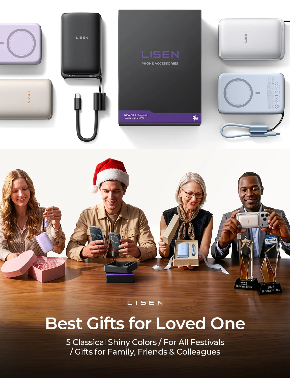 LISEN Qi2.2 25W Power Bank with Built-In USB-C Cable - Image 7