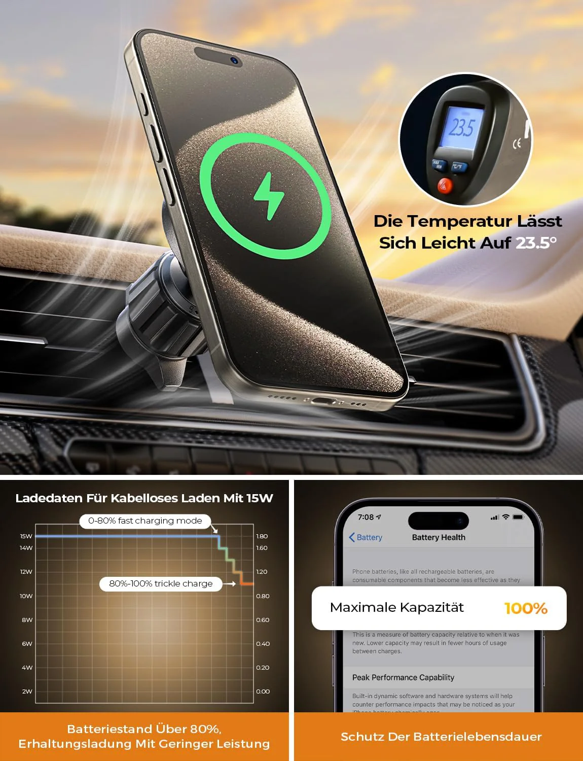 LISEN 15W für Magsafe Handyhalterung Auto mit Ladefunktion - Image 6