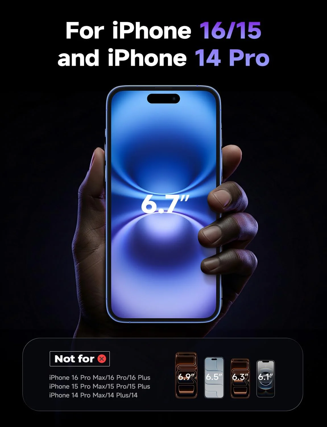 LISEN 2 Pack for iPhone 16/15 and iPhone 14 Pro Screen Protector - Image 2