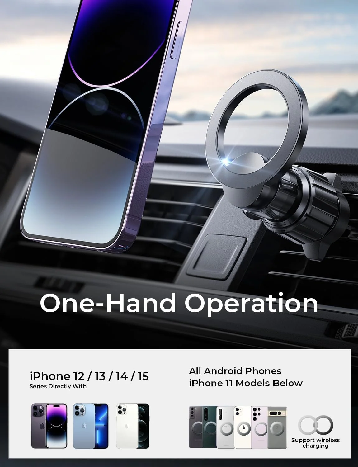 LISEN 2 Pack MagSafe Car Mount Air Vent Phone Holder - Image 2