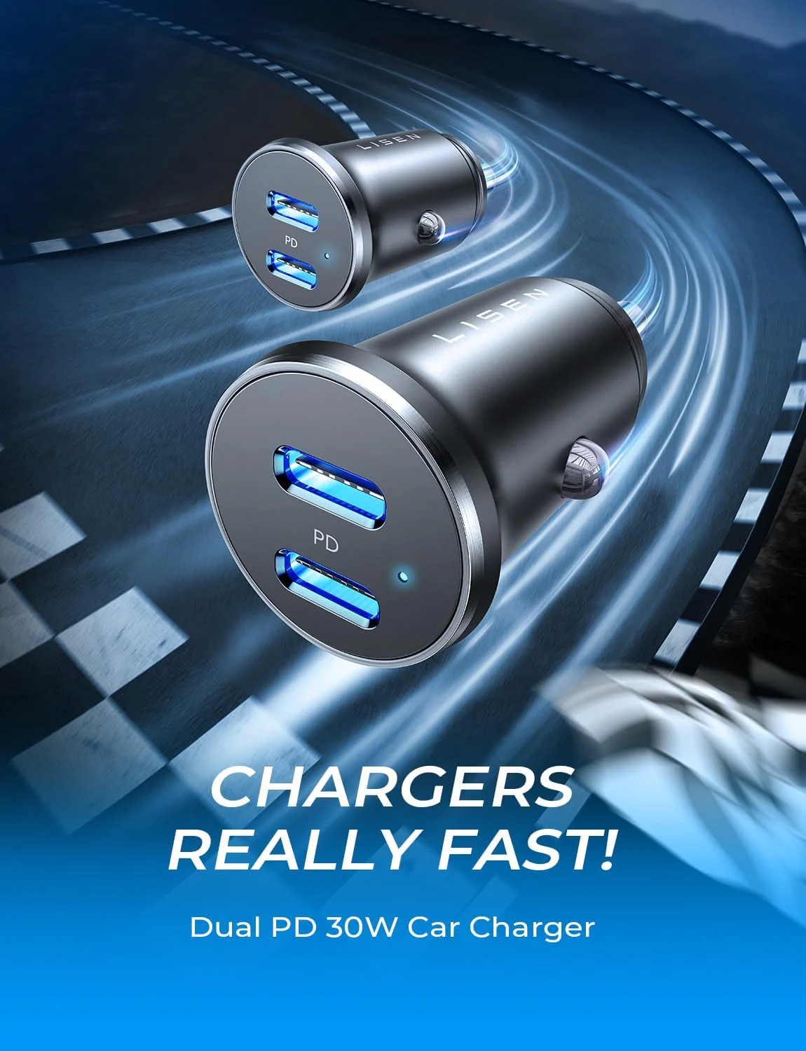 Lisen Dual USB C Car Charger 2-Pack - Image 2