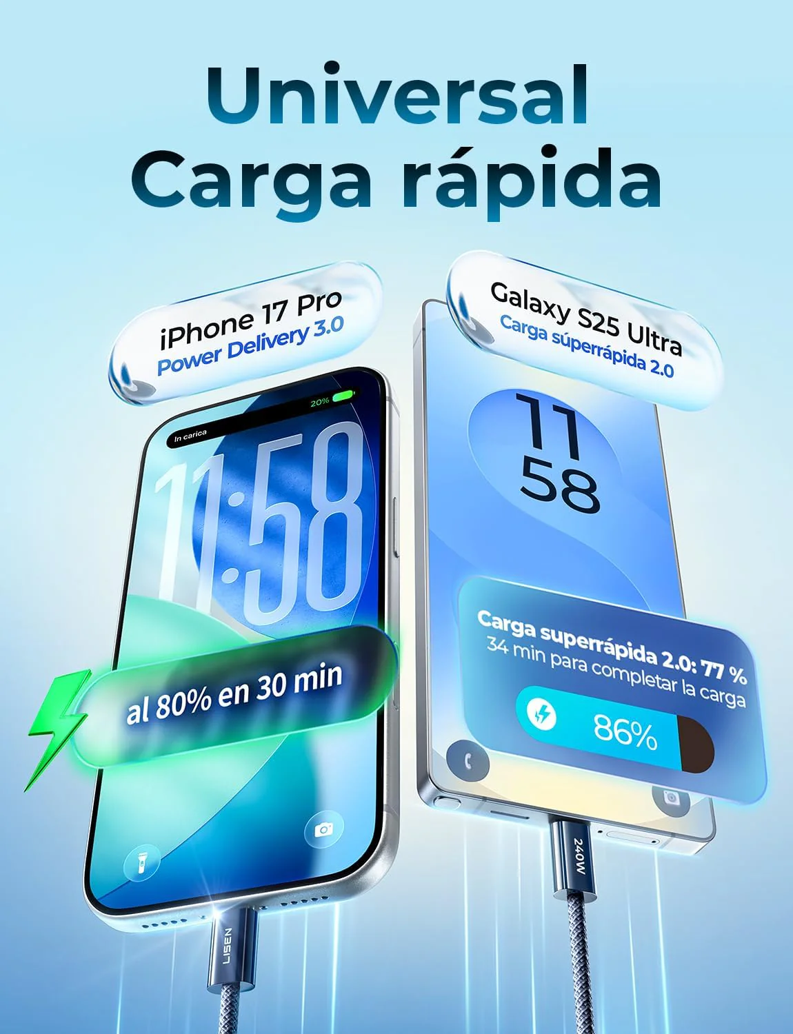 LISEN 240W Cable USB C a USB C 1M - Image 3
