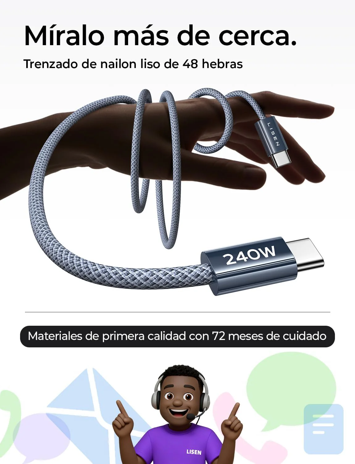 LISEN 240W Cable USB C a USB C 1M - Image 8