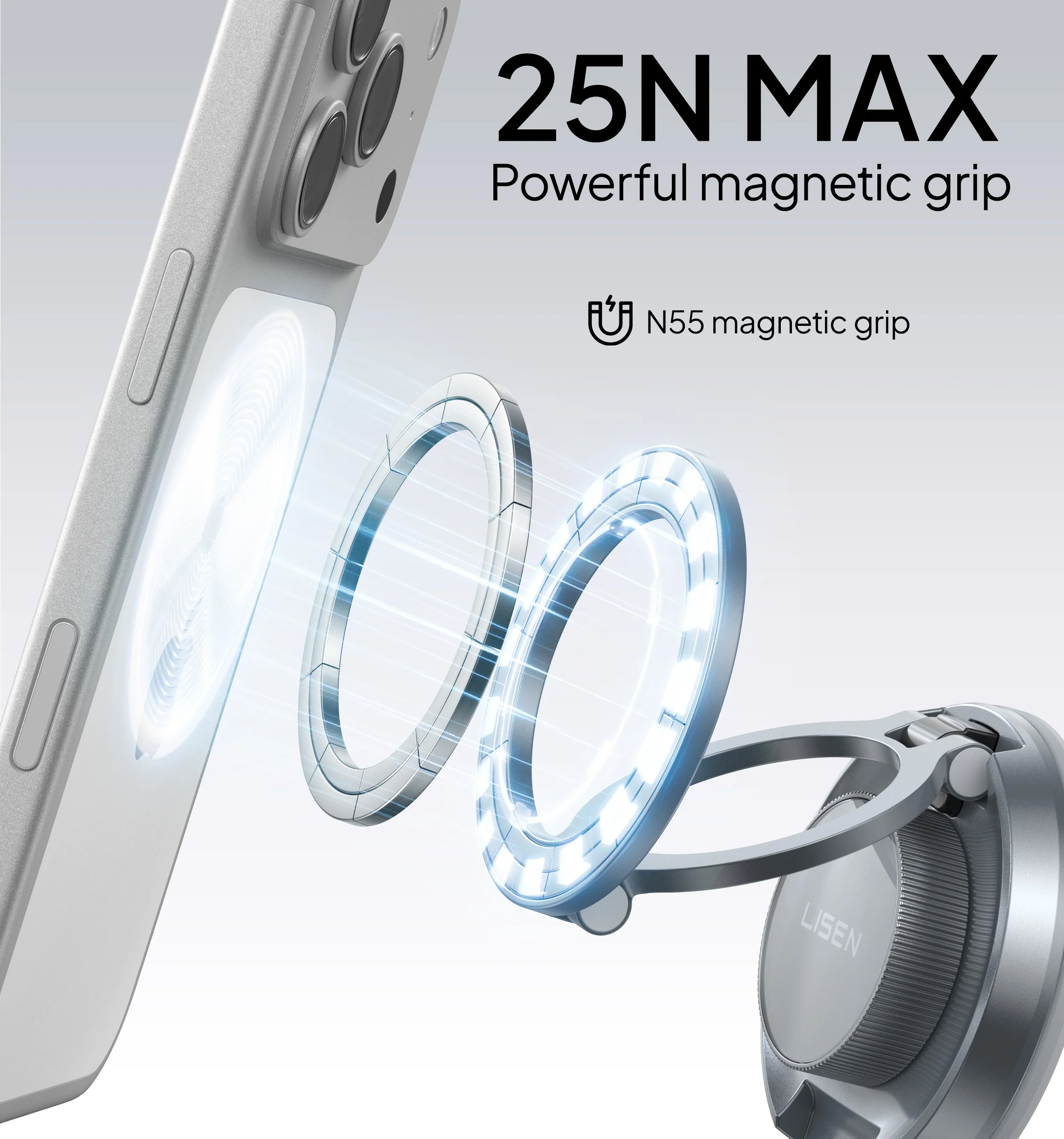 LISEN 360° Vacuum Suction MagSafe Car Mount - Image 3