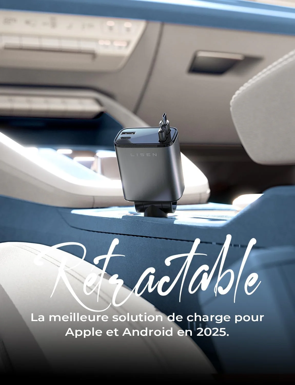 LISEN 4 in 1 Retractable USB C Car Charger 69W - Image 8