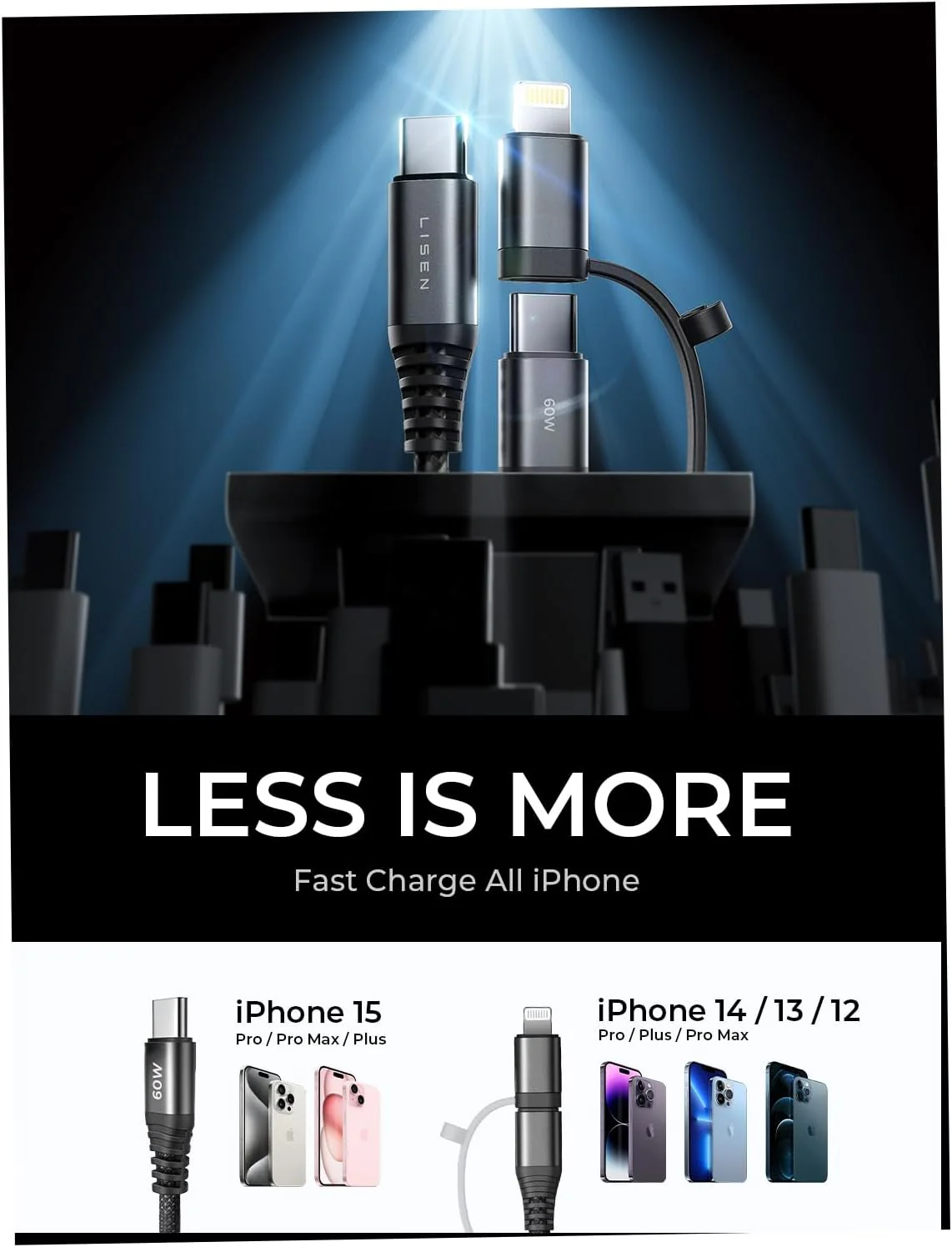 LISEN 54W Mini Metal Cigarette Lighter USB C Car Charger - Image 8