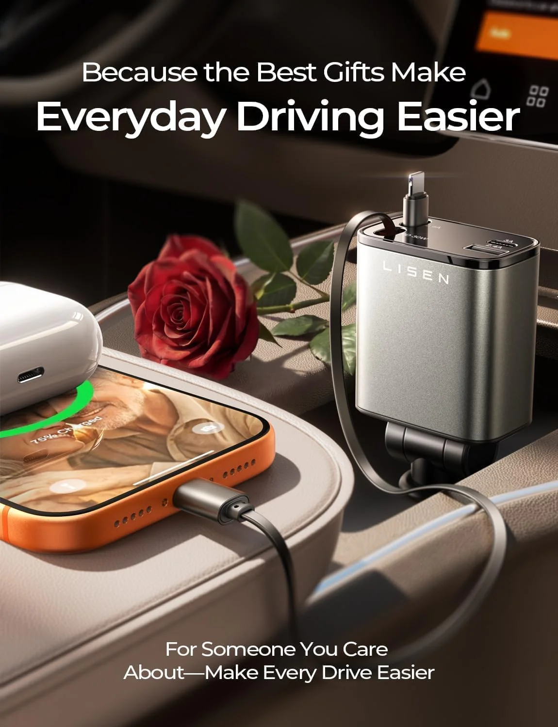 LISEN 84W Retractable Car Charger USB C Cigarette - Image 5