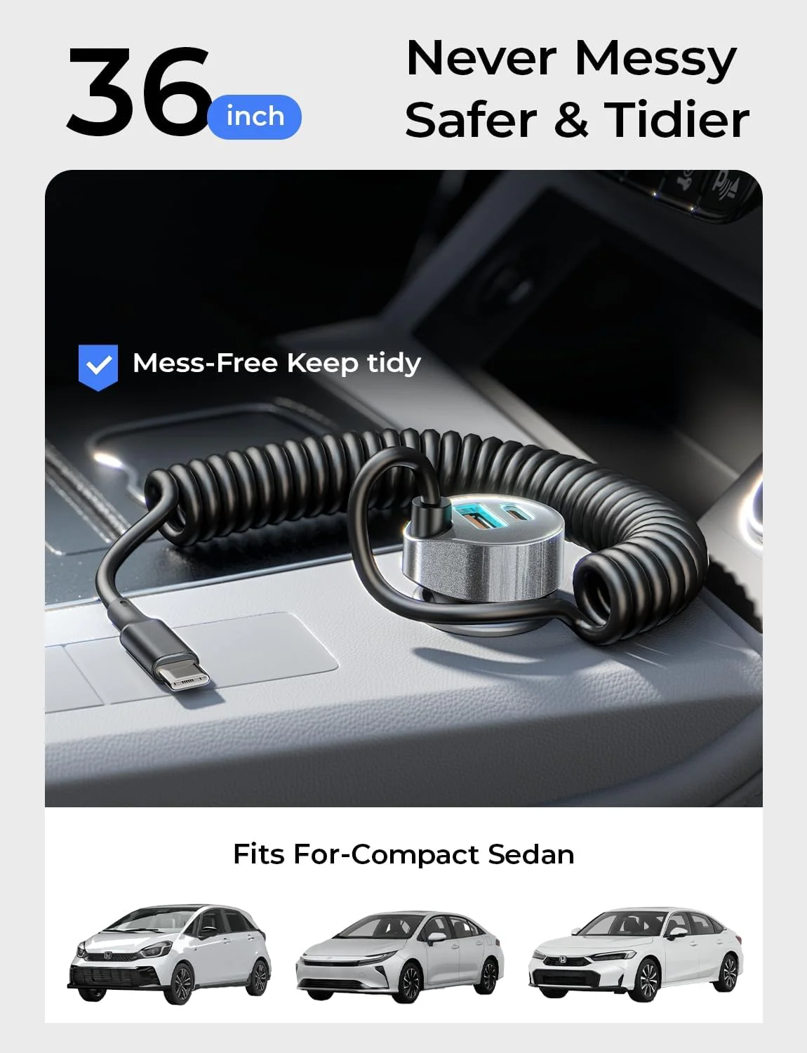 LISEN 90W for iPhone 17 16 15 Pro Max Car Charger USB C Fast Charge,Super Fast for iPhone 17 16 Car Charger USB C Adapter for iPhone 17e 16 15 Pro Max Plus Air,Samsung Galaxy S26 Ultra, Android,36inch - Image 2