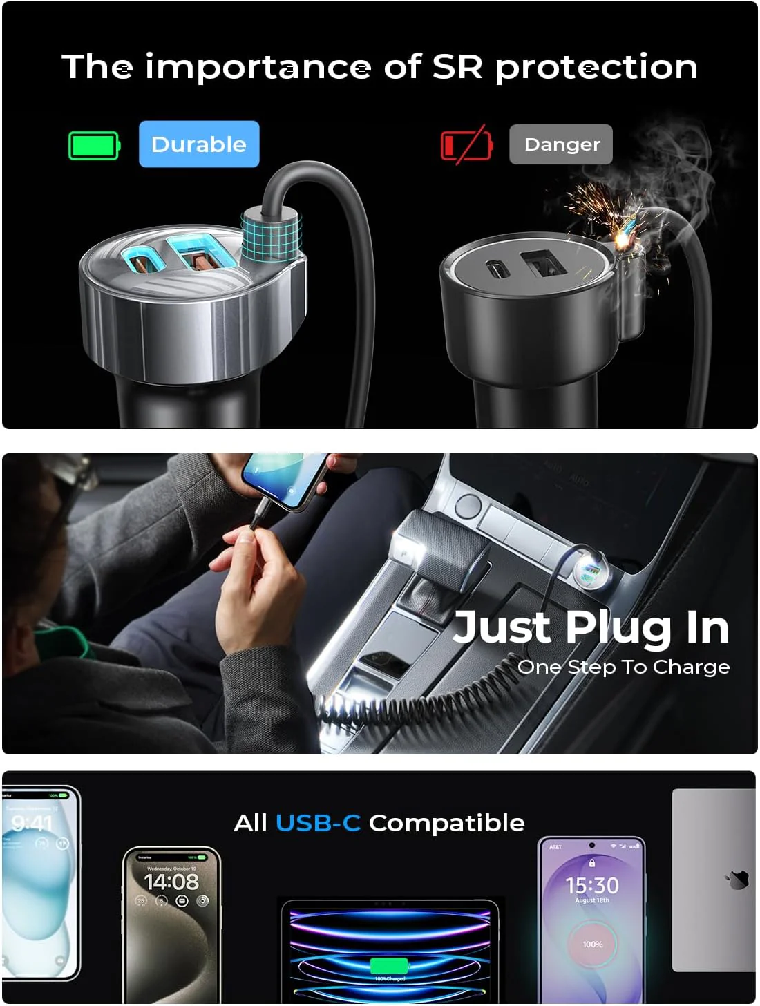 LISEN 90W for iPhone 17 16 15 Pro Max Car Charger USB C Fast Charge,Super Fast for iPhone 17 16 Car Charger USB C Adapter for iPhone 17e 16 15 Pro Max Plus Air,Samsung Galaxy S26 Ultra, Android - Image 5