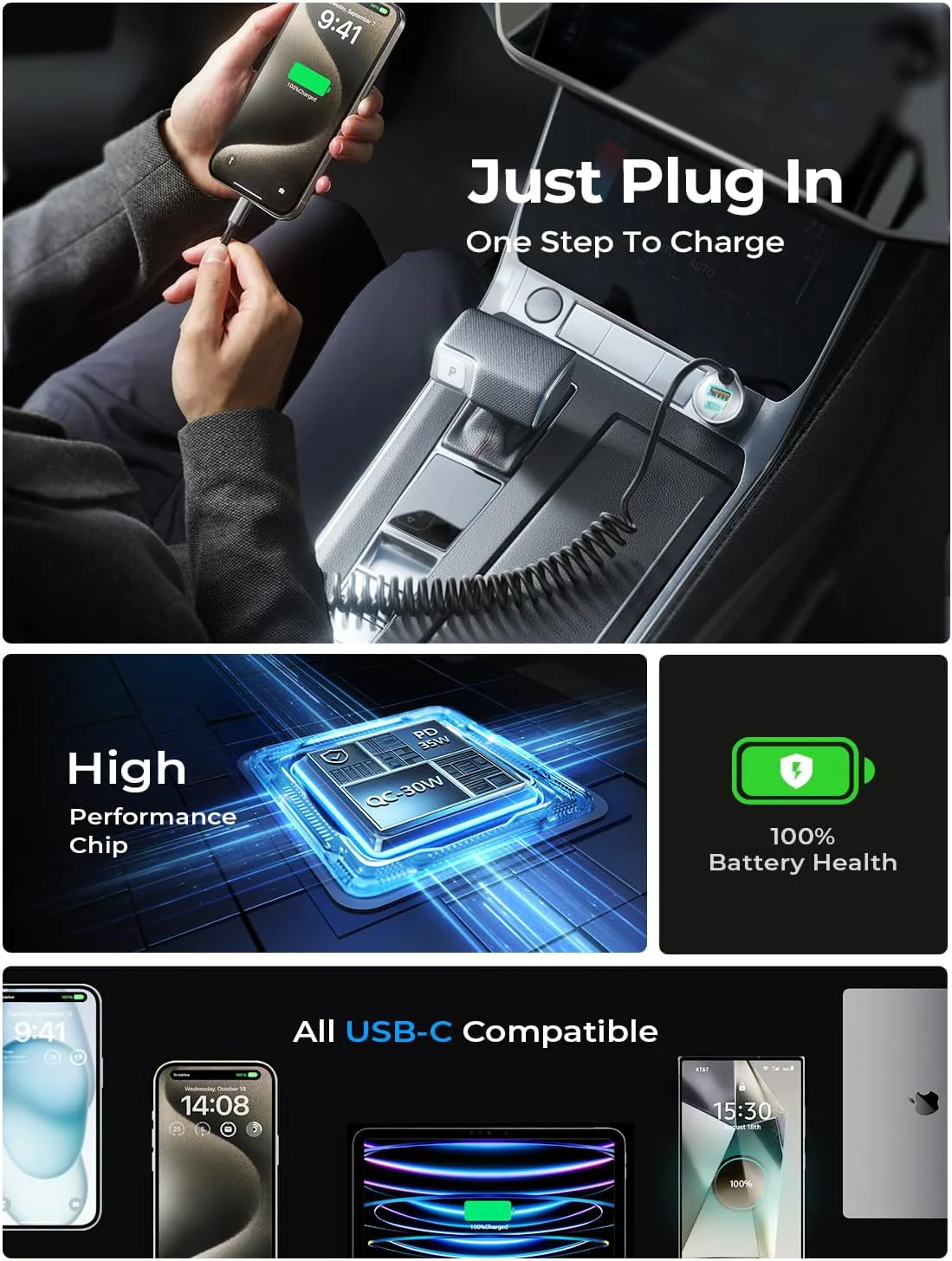 LISEN 90W for iPhone 17 16 15 Pro Max Car Charger USB C Fast Charge,Super Fast for iPhone 17 16 Car Charger USB C Adapter for iPhone 17e 16 15 Pro Max Plus Air,Samsung Galaxy S26 Ultra, Android,36inch - Image 6