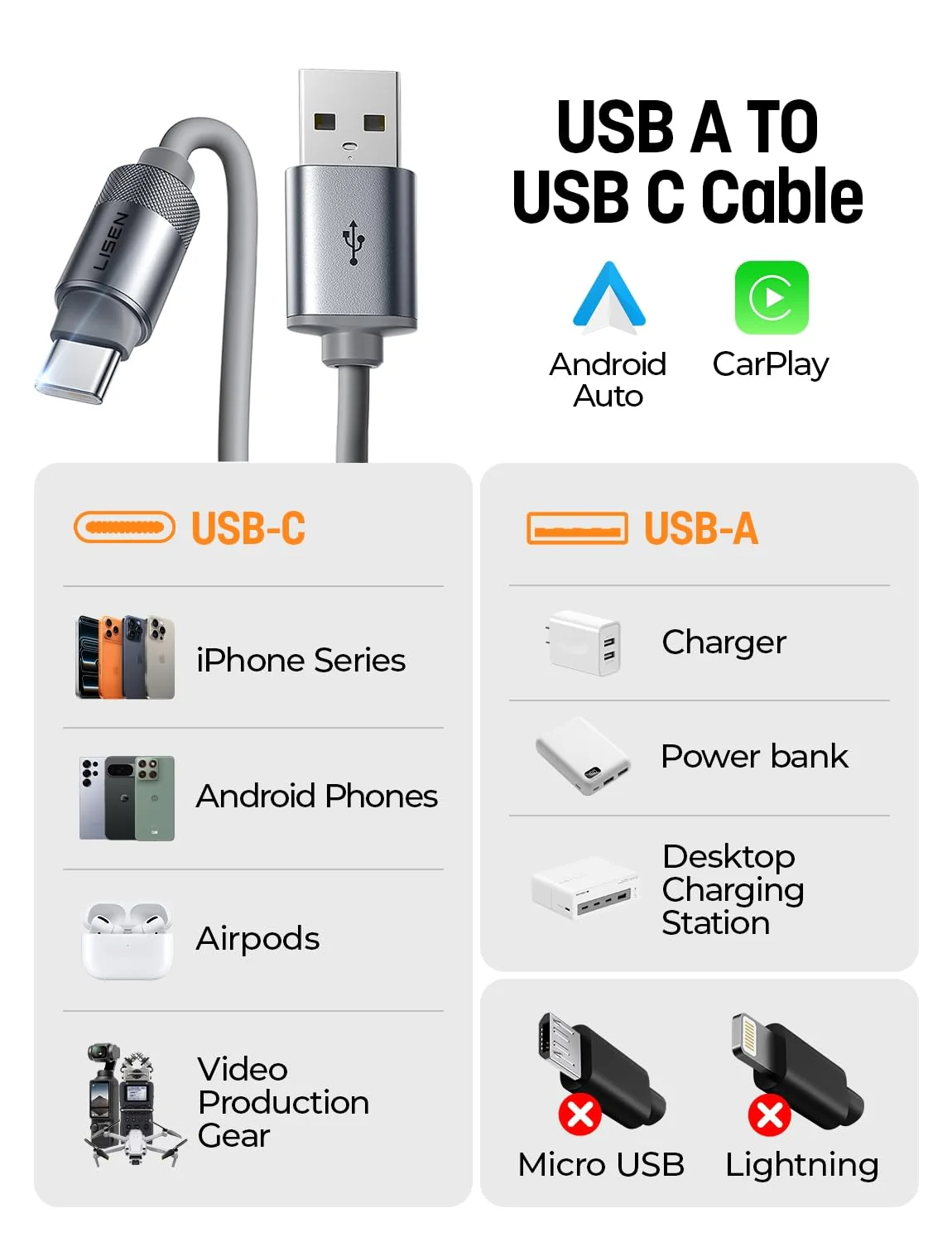 LISEN Coiled USB A to C Cable (2 Pack) - Image 9
