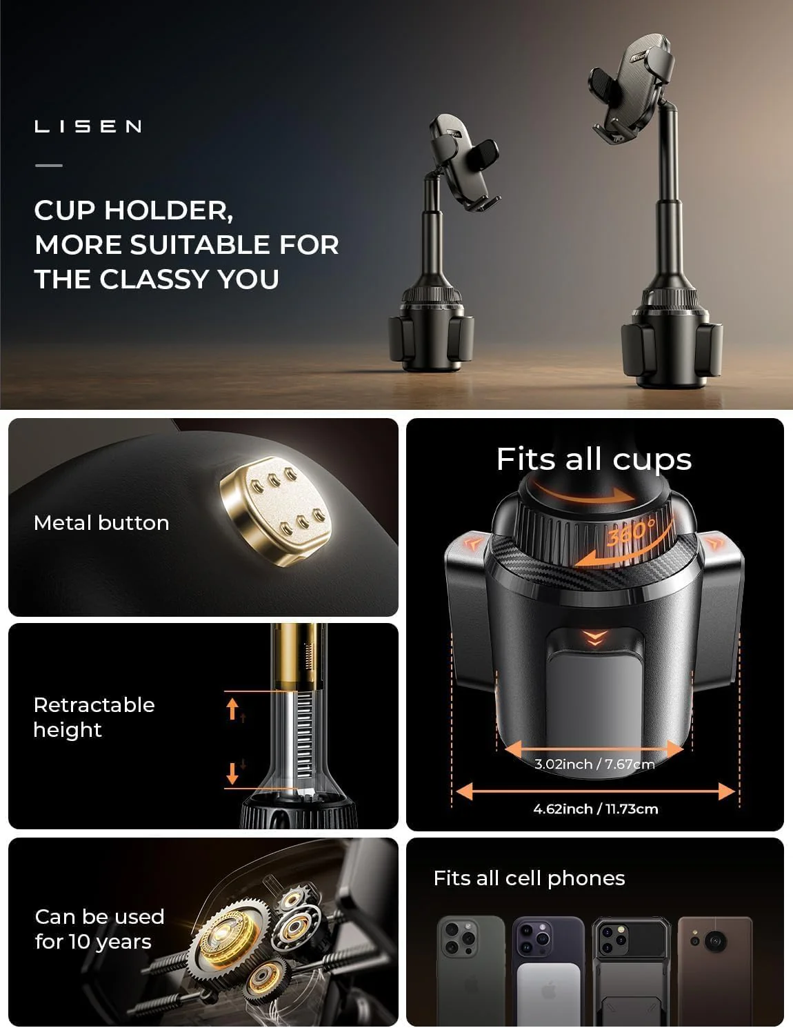 Lisen Cup Holder Phone Mount for Car - Image 2