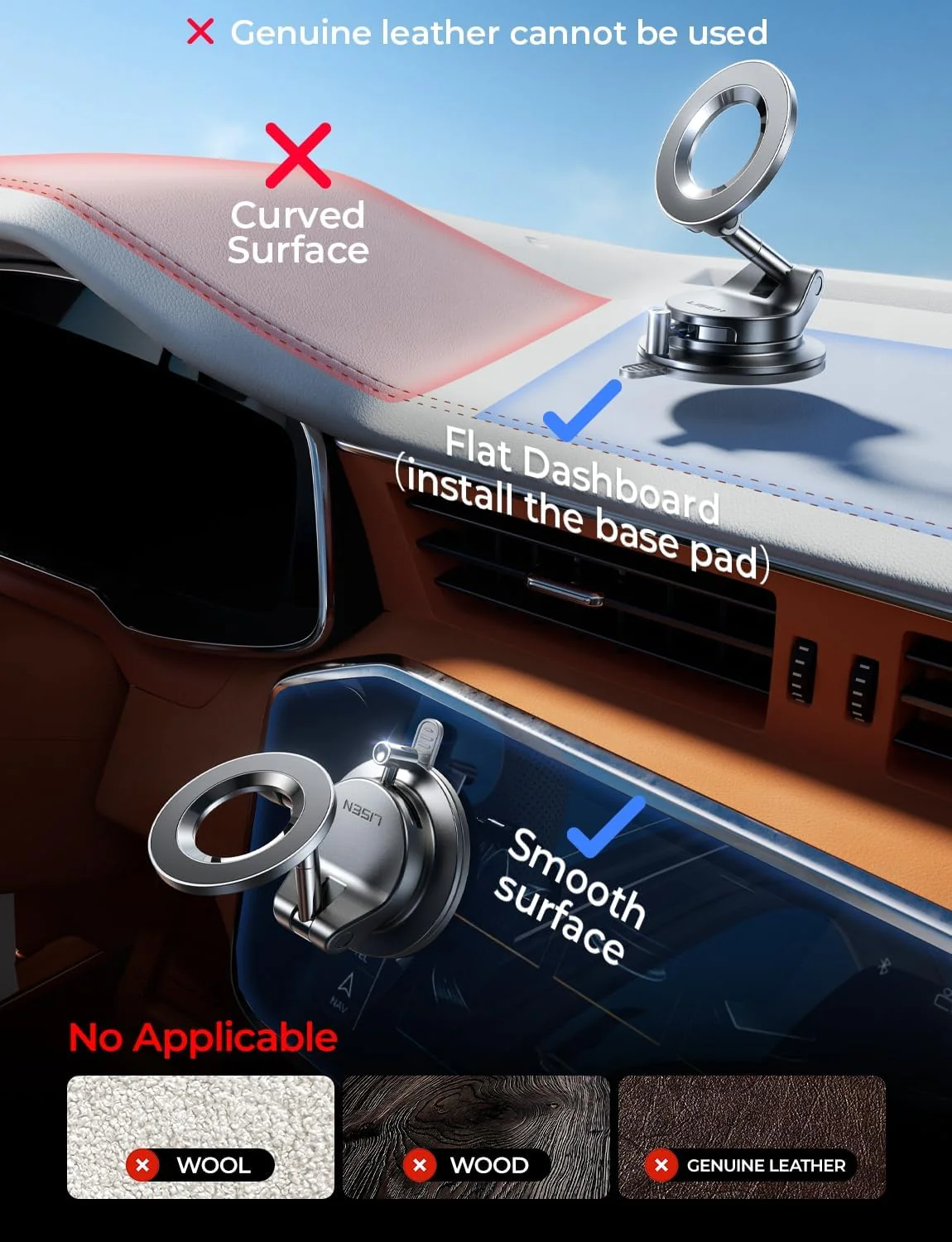 LISEN for Magsafe Car Mount, Cell Phone Holders for Your Car - Image 4