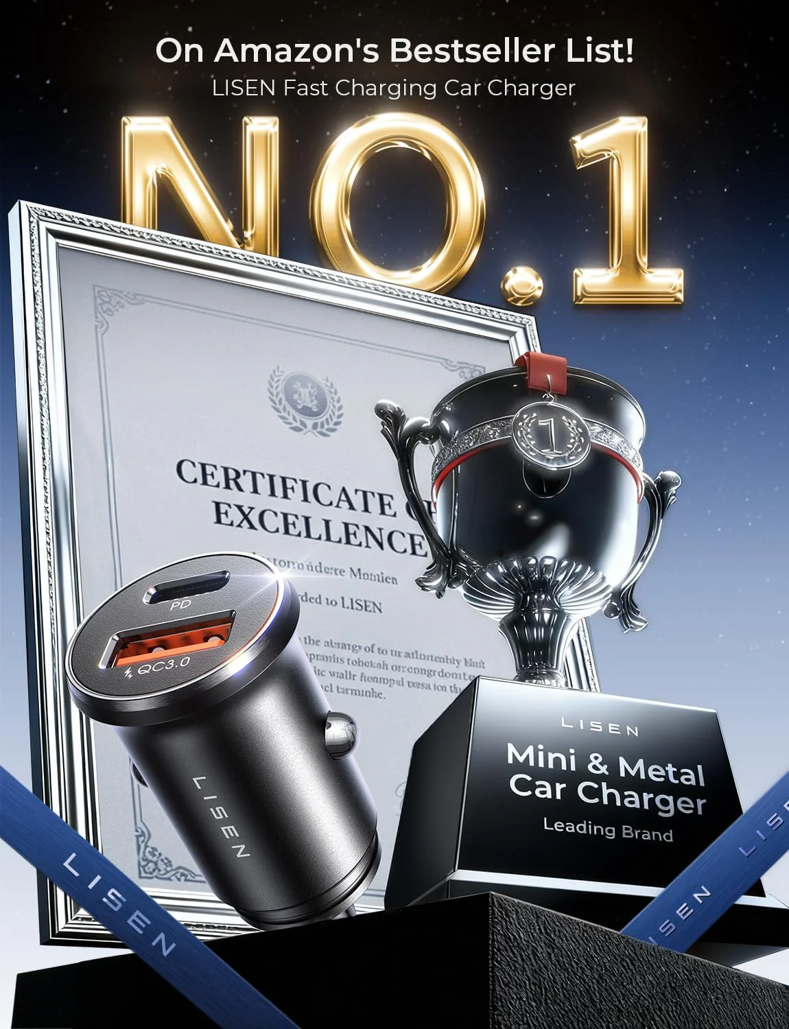 LISEN Mini USB C Car Charger - Image 2