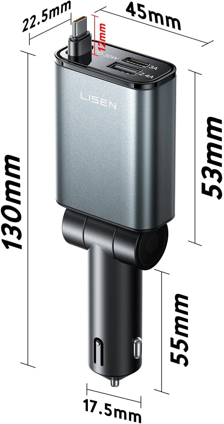 LISEN Car Charger USB C Fast Charge, - Image 4