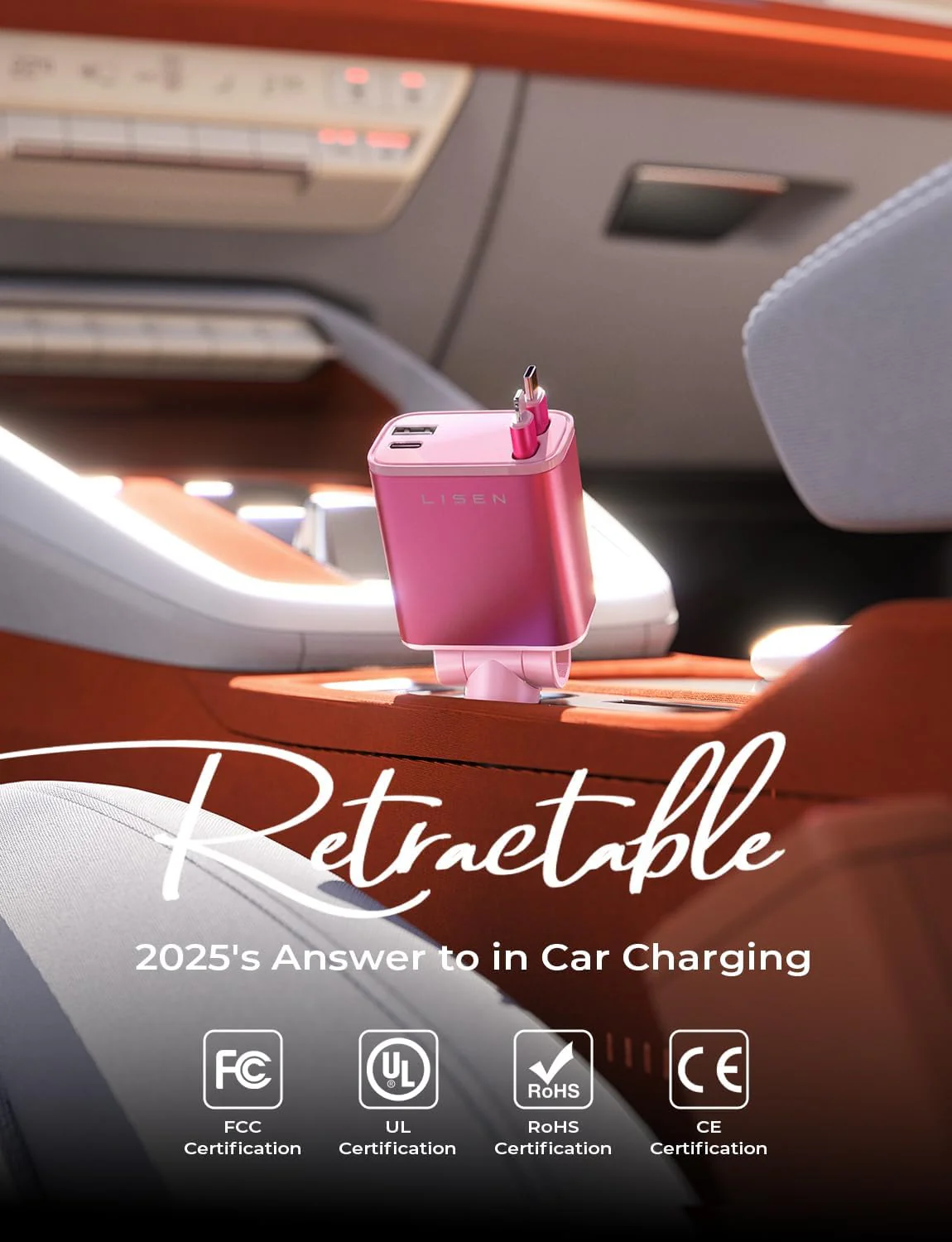 LISEN Retractable Car Charger Adapter for iPhone 17 - Image 2