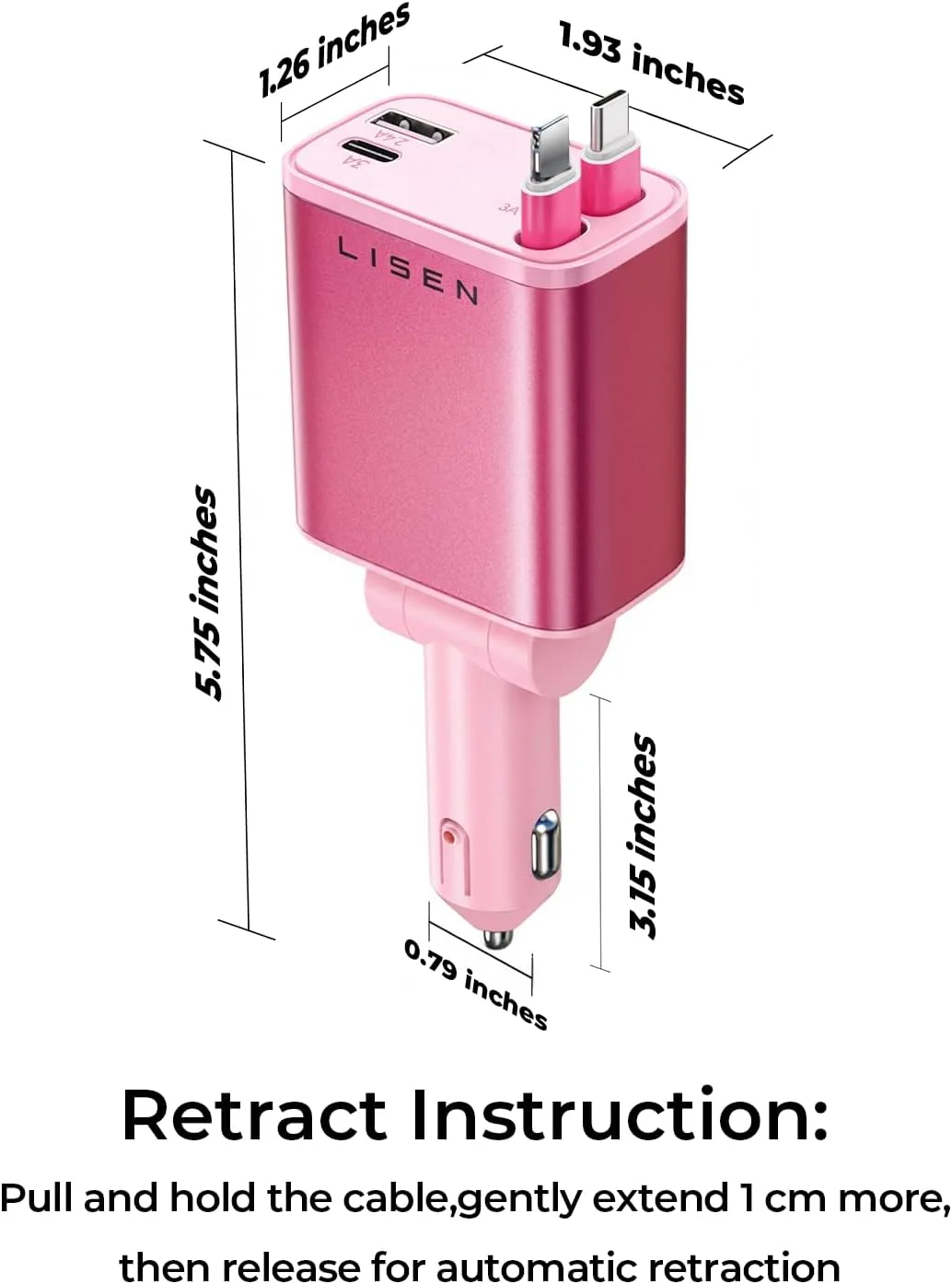 LISEN Retractable Car Charger Adapter for iPhone 17 - Image 8