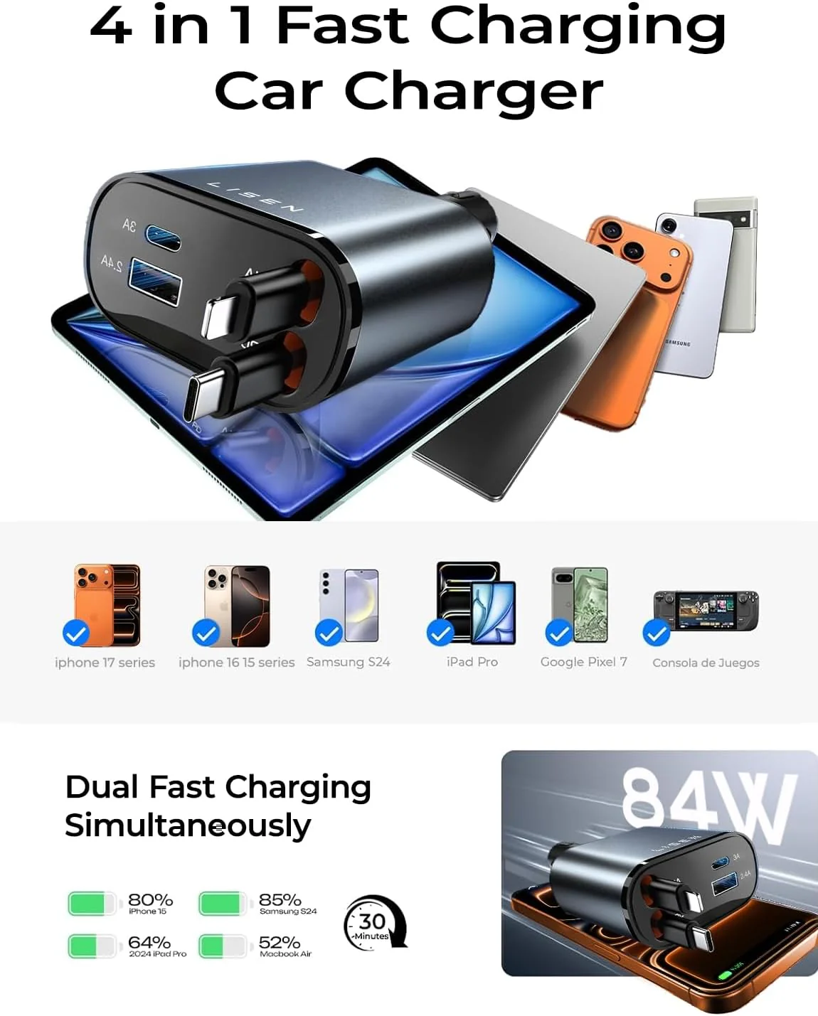 LISEN Retractable Car Charger Gift Box Edition - Image 9