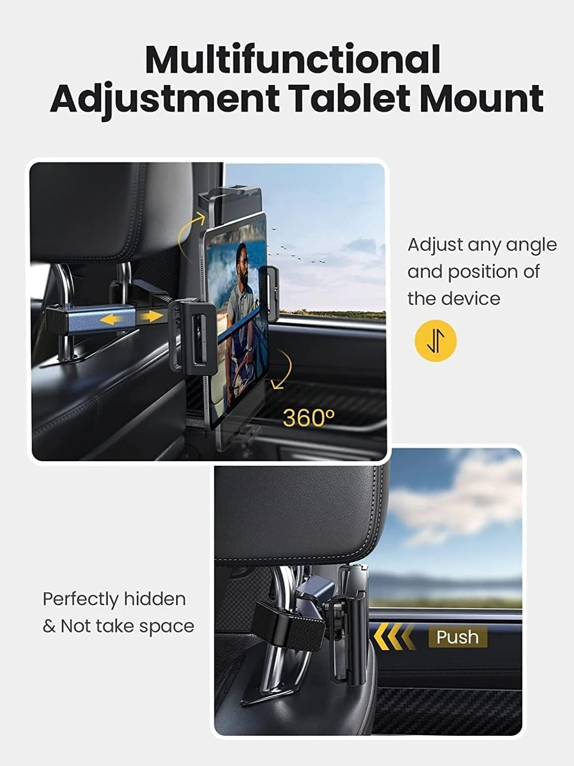 LISEN iPad Car Holder Back Seat Headrest Tablet Holder, Road Trip Essentials Accessories for Women Men Kids Gifts, for Fire HD 2026 iPad Pro 11/13" Air Mini, iPhone, Galaxy Tab, 4.7-12.9" Devices - Image 5