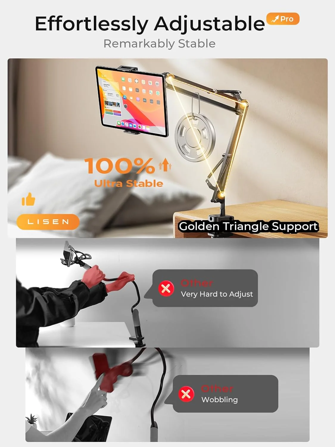 LISEN Tablet Stand iPad Stand for Desk & Bed - Image 5