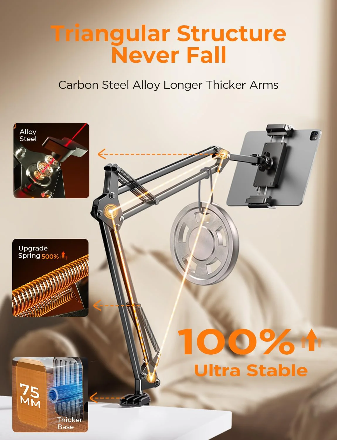 LISEN Tablet Stand iPad Stand for Desk & Bed - Image 7