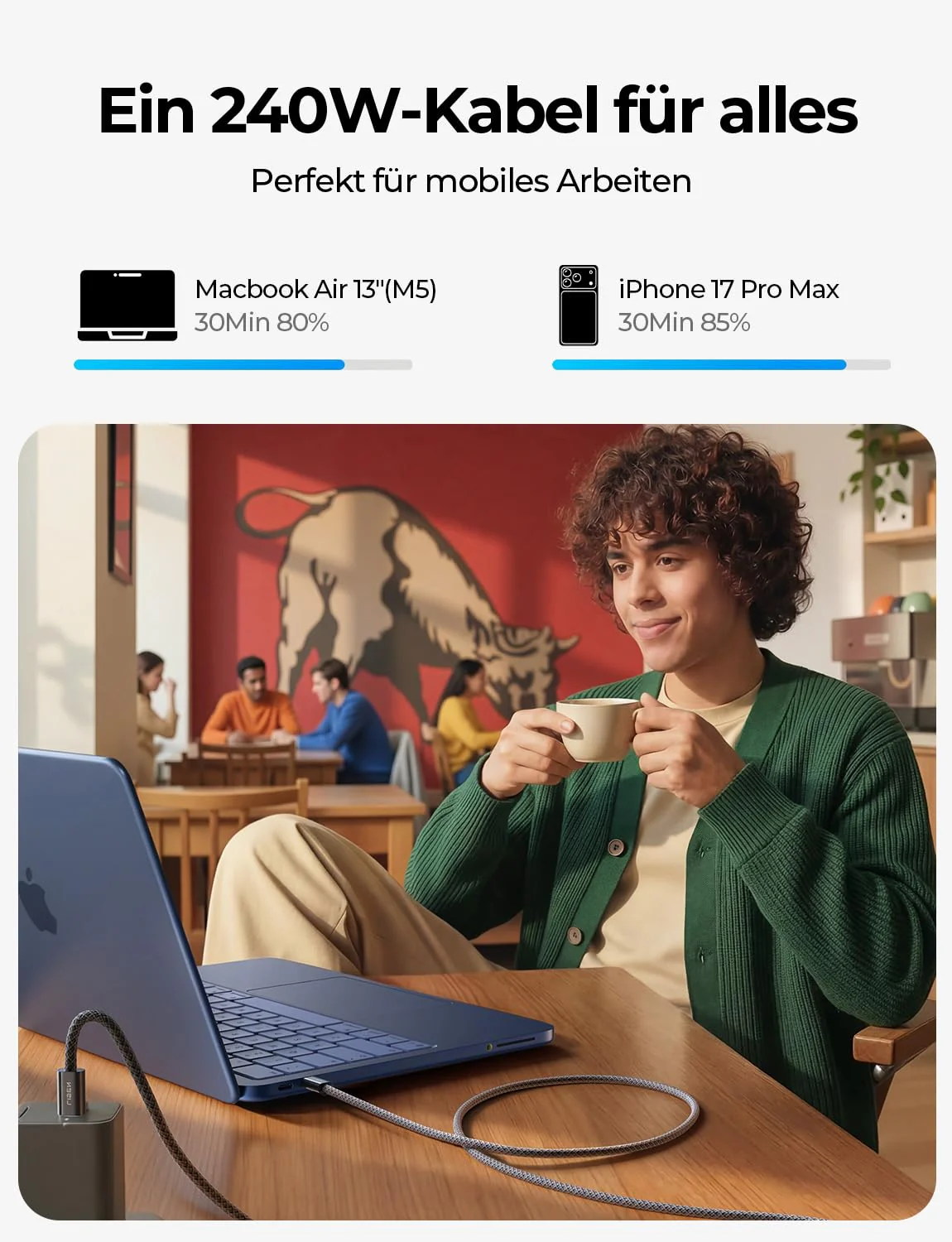 LISEN USB C Kabel 2M 240W Ladekabel USB C 2 Stück - Image 2