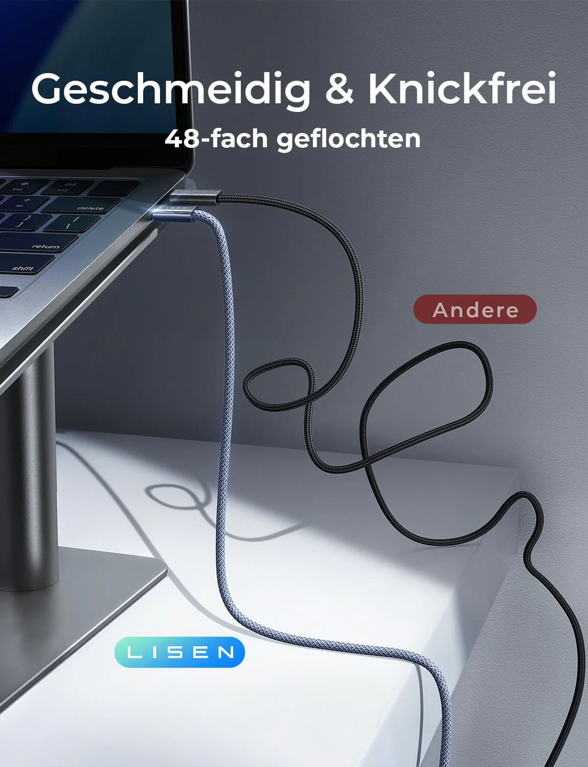 LISEN USB C Kabel 2M 240W Ladekabel USB C 2 Stück - Image 7