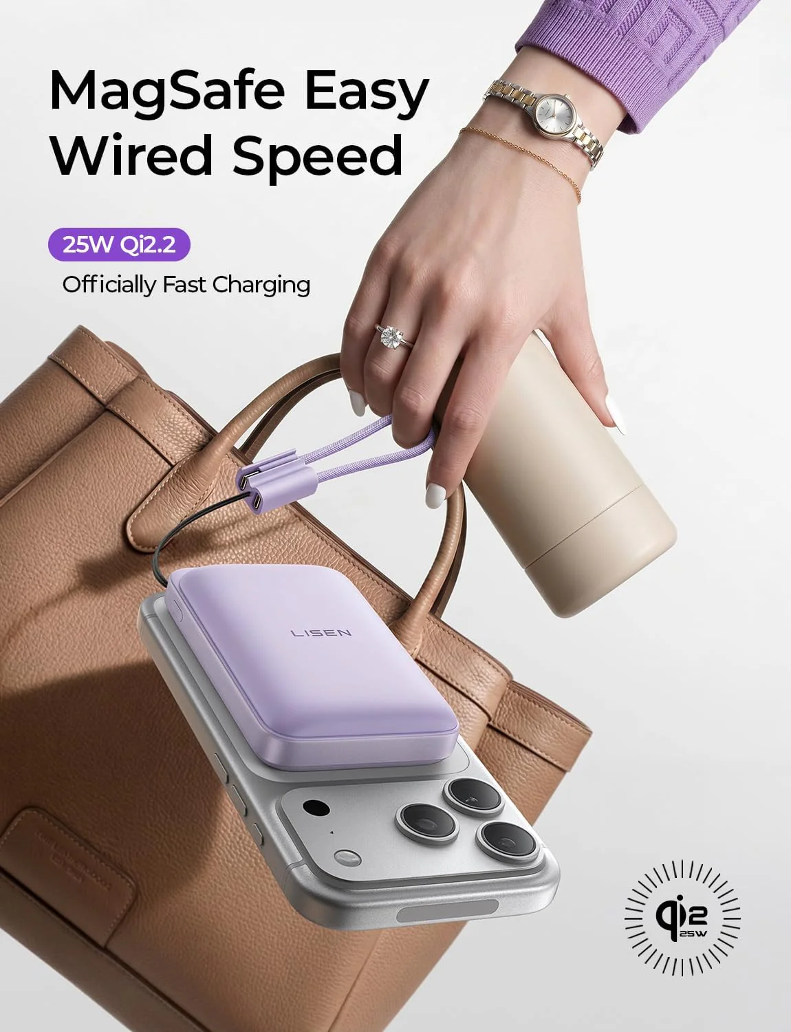 LISEN Qi2.2 25W for Magsafe Power Bank (Purple) - Image 2