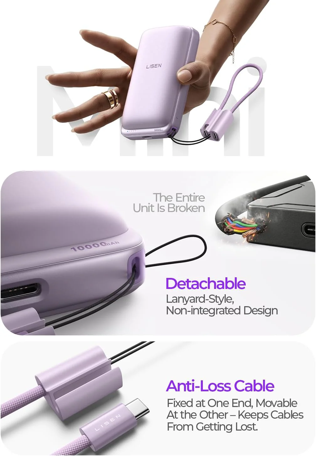 LISEN Qi2.2 25W for Magsafe Power Bank (Purple) - Image 5